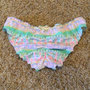 Bright multicolored cheeky scrunch bikini bottoms